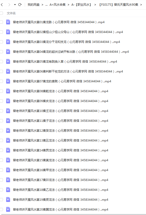 曾氏曾老师天星风水全集收费班高清视频90集25个小时 夸克网盘下载-真传国学
