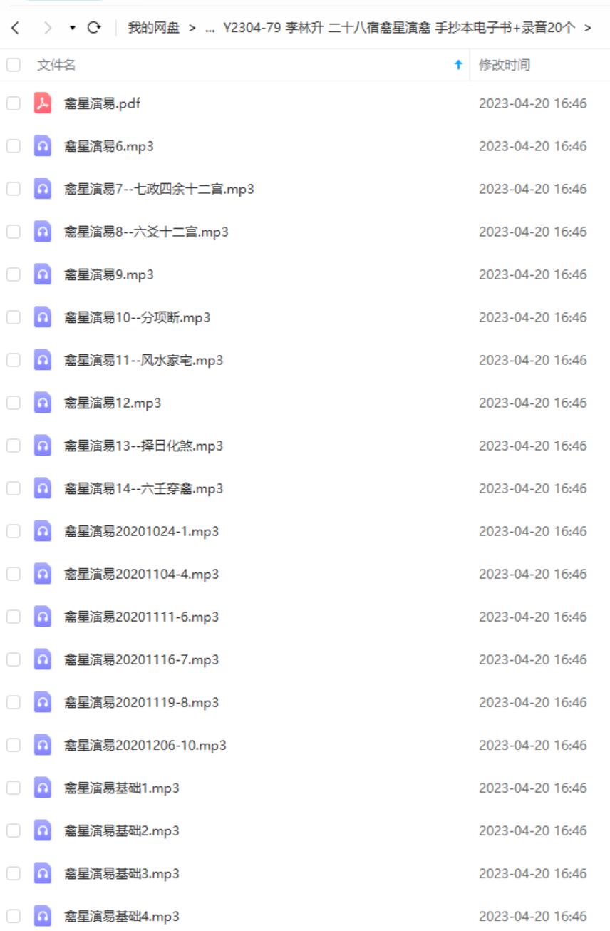 李林升二十八宿禽星演禽 手抄本电子书+录音20个-真传国学