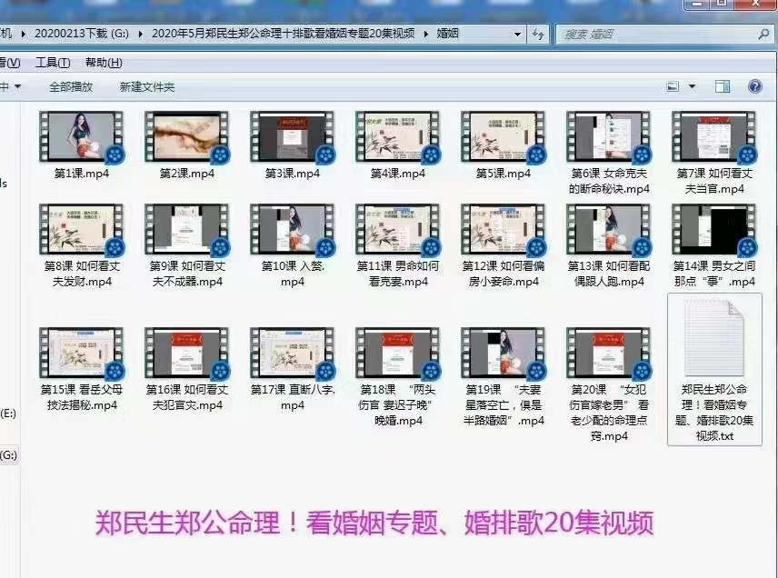 郑民生郑公命理 看婚姻专题、婚排歌20集视频-真传国学