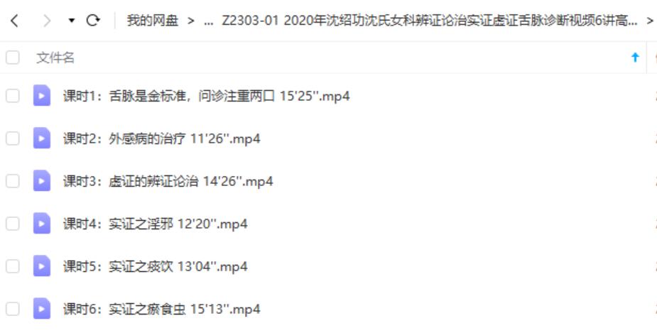 2020年沈绍功沈氏女科辨证论治实证虚证舌脉诊断视频6讲高清视频-真传国学
