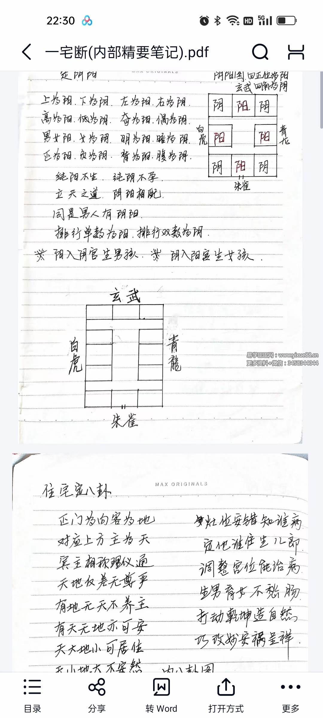 一宅断（内部精要笔记）11页 手写版-真传国学