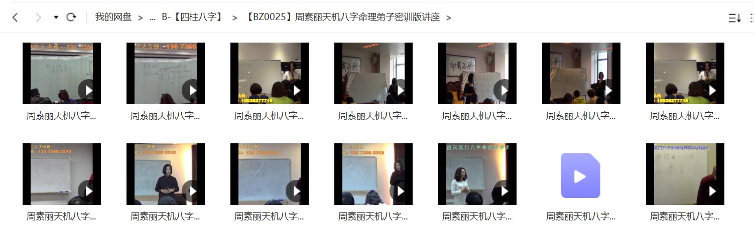周素丽天机八字命理弟子密训版讲座视频14集 夸克网盘下载！-真传国学