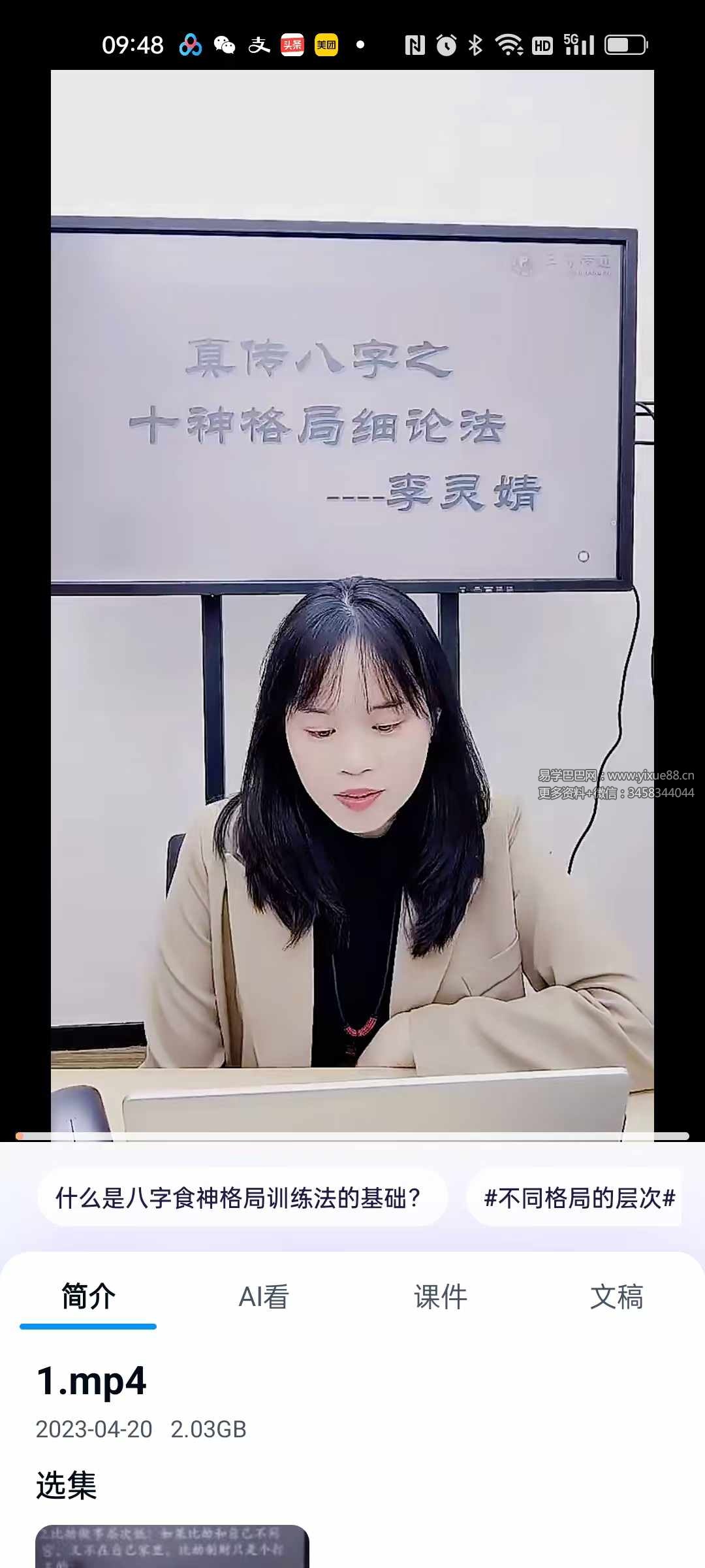 李灵婧《真传八字之十神格局细论法》1集视频约3.5小时-真传国学