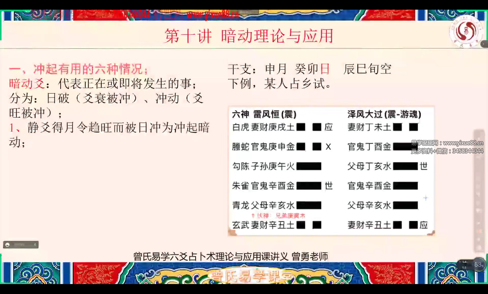 曾勇曾氏易学六爻理论与应用课讲义视频242集-真传国学