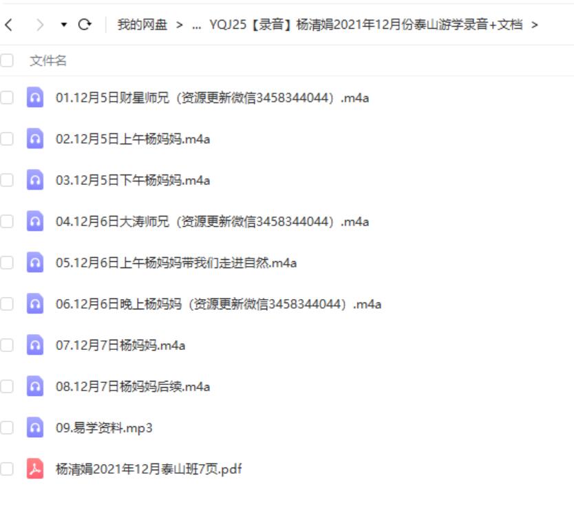 杨清娟2021年12月份泰山游学录音+文档-真传国学