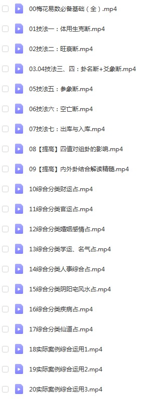 仙扑门梅花易数 梅花分类占20集视频 百度网盘下载！-真传国学